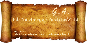 Günszberger Archibáld névjegykártya